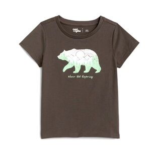 Graphite Gray Bear Graphic Kids Cotton T-Shirt Size Girls M 8/10